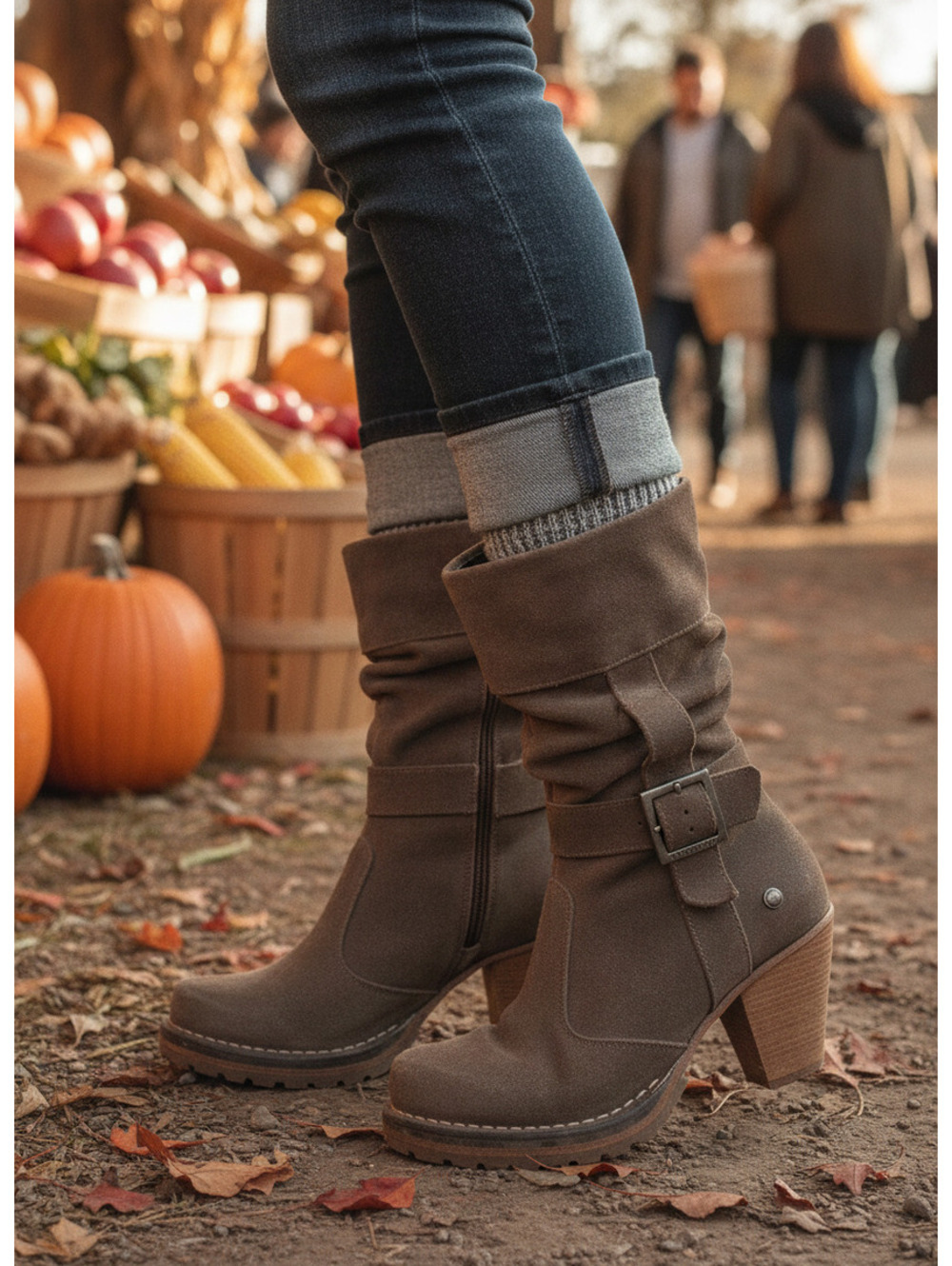 Neosens Brown Suede Slouch Heeled Boots EU 39